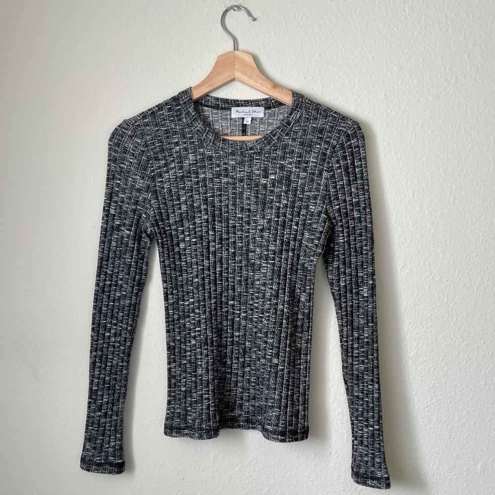 Michael Stars Ama Ribbed Top in Black Marl (NWOT)